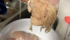 Mother Posts An Alarming Image Of Chicken Breast Disintegrating Into Spaghetti-Like Strands